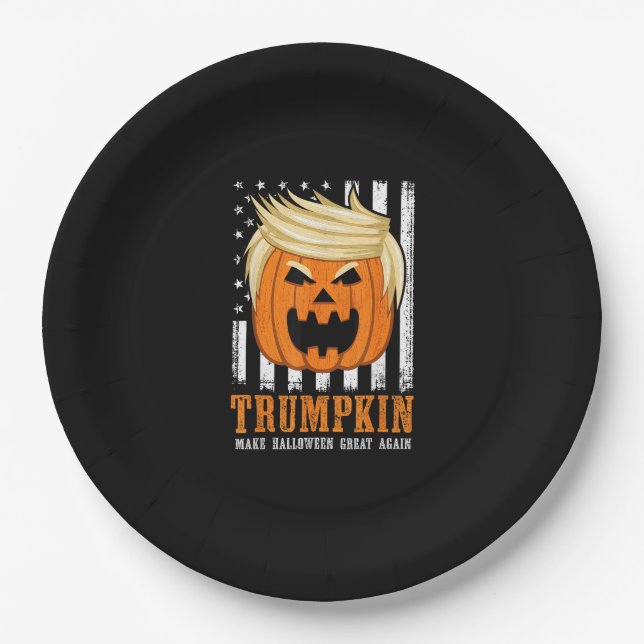 Usa Trumpkin Make Halloween Great Again Funny Paper Plate (Front)