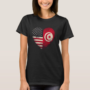 USA Tunisia Heart Dual Citizenship T-Shirt