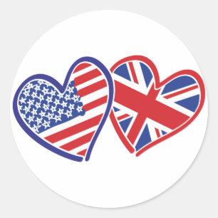 USA---UK-Love Classic Round Sticker