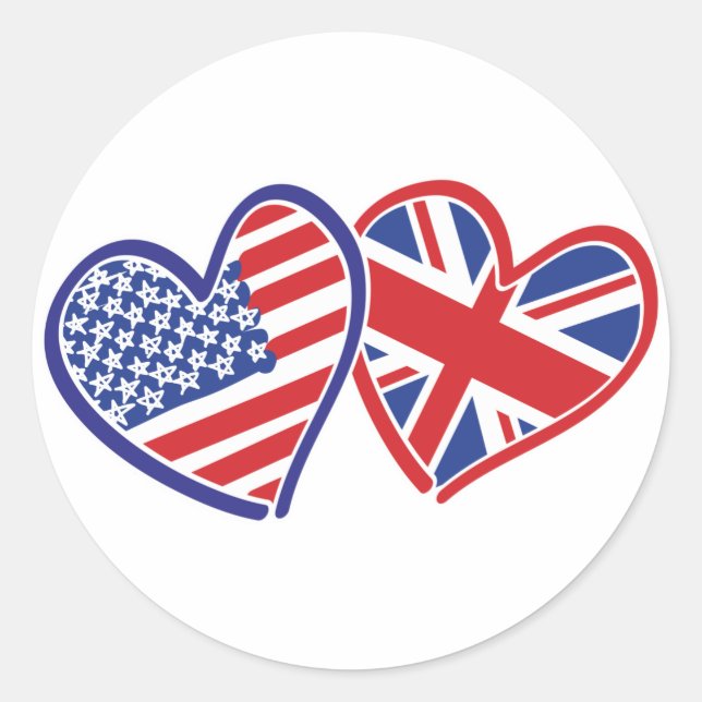 USA---UK-Love Classic Round Sticker (Front)