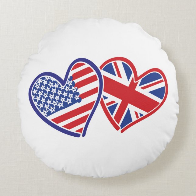 USA---UK-Love Round Cushion (Front)