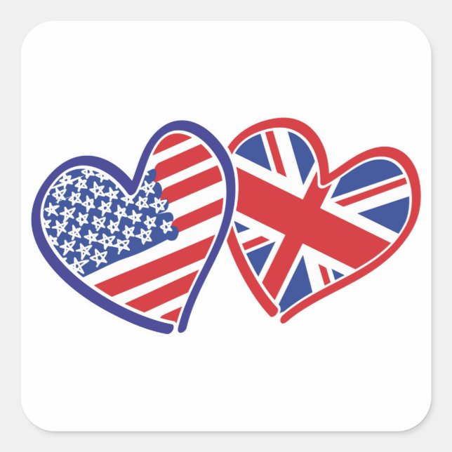 USA---UK-Love Square Sticker (Front)
