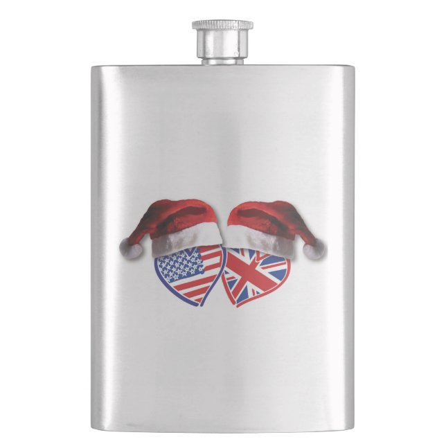 USA-UK-Santa-Hats Hip Flask (Front)