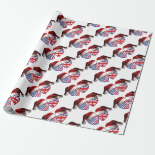 USA-UK-Santa-Hats Wrapping Paper