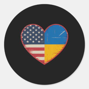 Usa Ukraine Heart - Dual Citizenship 1 Classic Round Sticker