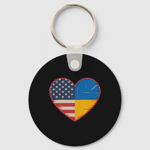 Usa Ukraine Heart - Dual Citizenship 2 Key Ring