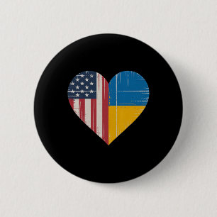 Usa Ukraine Heart - Dual Citizenship 3 6 Cm Round Badge