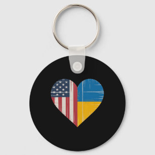 Usa Ukraine Heart - Dual Citizenship 3 Key Ring