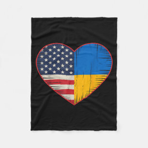 Usa Ukraine Heart - Dual Citizenship Fleece Blanket