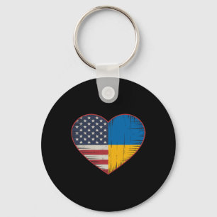 Usa Ukraine Heart - Dual Citizenship Key Ring