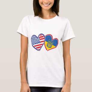 USA Ukraine Love hearts T-Shirt