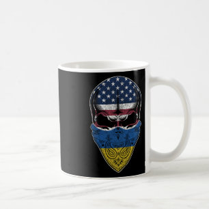 Usa Ukraine Roots - Ukrainian American Flag Skull Coffee Mug