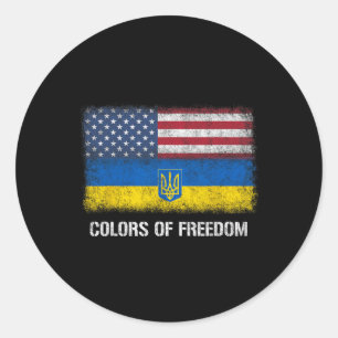 Usa Ukraine Ukrainian American Flag Colors Of Free Classic Round Sticker