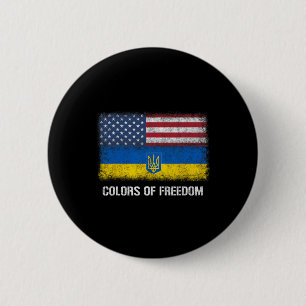 Usa Ukraine Ukrainian American Flag Colours Of Fre 6 Cm Round Badge