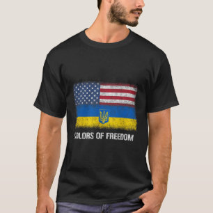 Usa Ukraine Ukrainian American Flag Colours Of Fre T-Shirt