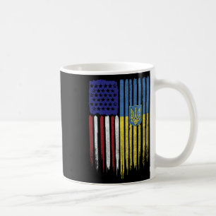 Usa Ukraine Ukrainian Flag Trident Roots Coffee Mug
