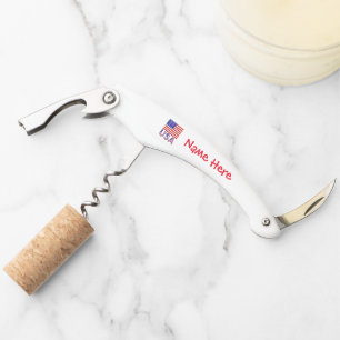 USA United States America Flag Red Personalisation Corkscrew