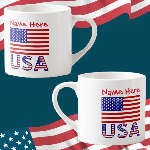 USA United States America Flag Red Personalisation Espresso Cup