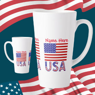 USA United States America Flag Red Personalisation Latte Mug