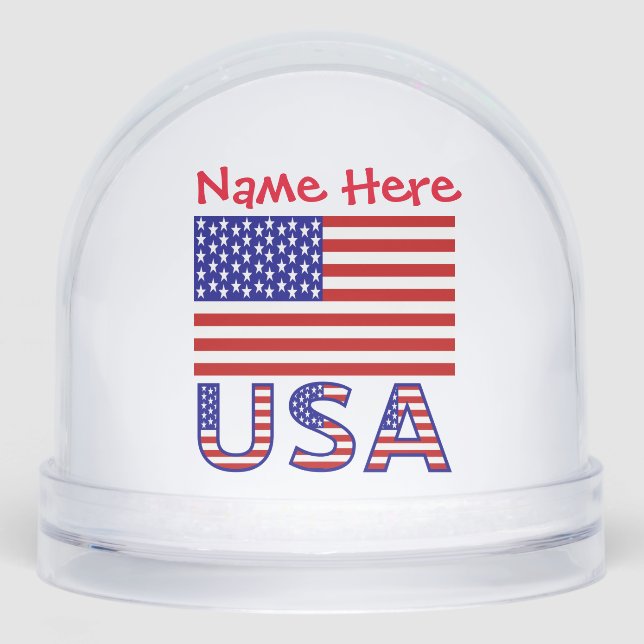 USA United States America Flag Red Personalisation Snowglobe (Front)