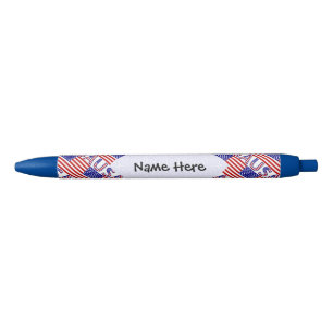 USA United States America Flag Tiled Personalised  Black Ink Pen