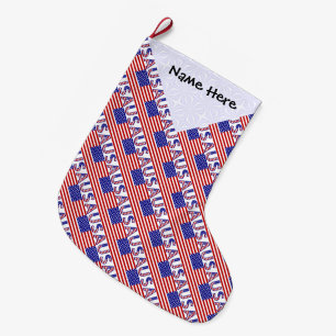 USA United States America Flag Tiled Personalised Large Christmas Stocking
