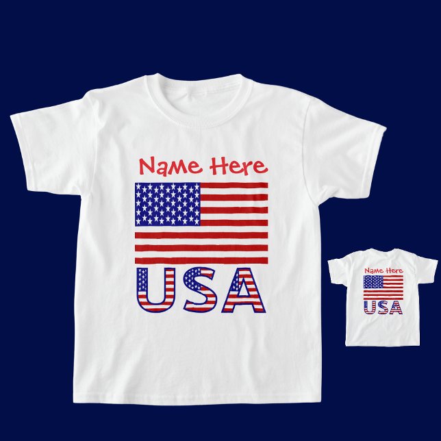 USA United States America Red Personalised Boy's T-Shirt (Creator Uploaded)