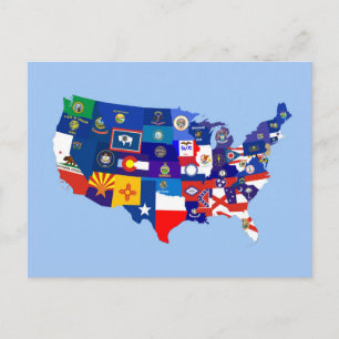 usa united states america republic flag map postcard