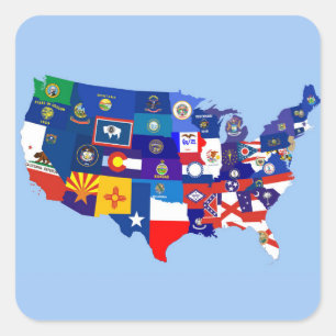 usa united states america republic flag map square sticker