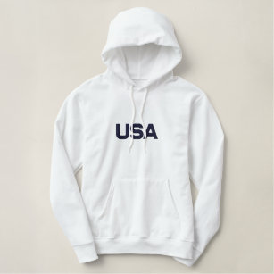 USA United States of America Country Patriotic Embroidered Hoodie