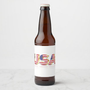 USA - United States of America - Flag - Patriotic Beer Bottle Label
