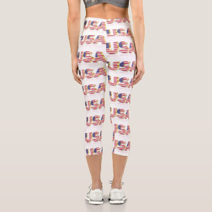 USA - United States of America - Flag - Patriotic Capri Leggings