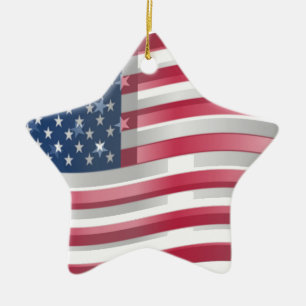 USA Unites: Stripes & Stars in Bold Design Ceramic Tree Decoration