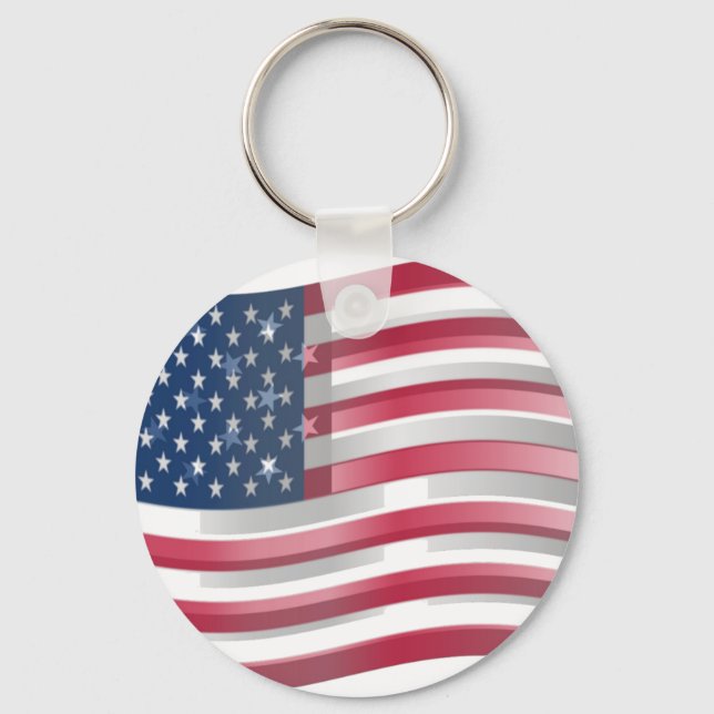 USA Unites: Stripes & Stars in Bold Design Key Ring (Front)
