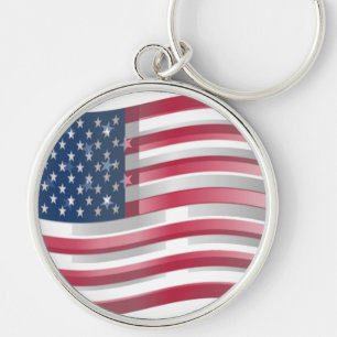 USA Unites: Stripes & Stars in Bold Design Key Ring