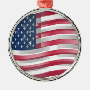 USA Unites: Stripes & Stars in Bold Design Metal Ornament