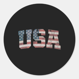 Usa Us Flag Patriotic 4th Of July America Women Gi Classic Round Sticker
