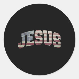 Usa Us Flag Patriotic 4th Of July Jesus Classic Round Sticker