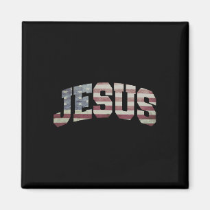 Usa Us Flag Patriotic 4th Of July Jesus Magnet