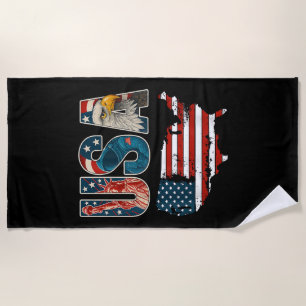 USA US Patriotic 4th of July America Flag Freedom Beach Towel