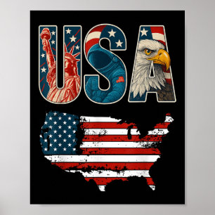 Usa Us Patriotic 4th Of July America Flag Freedom Poster