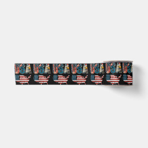 USA US Patriotic 4th of July America Flag Freedom  Satin Ribbon