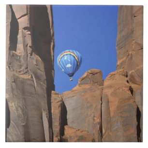 USA, Utah, Monument Valley. A rainbow hot-air Ceramic Tile