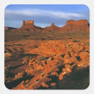 USA, Utah, Monument Valley. Sunset light Square Sticker