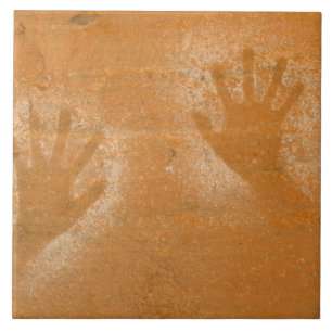 USA, Utah, Pictograph Hand-prints on sandstone, Ceramic Tile