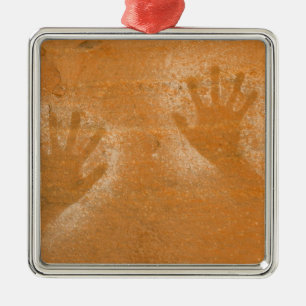 USA, Utah, Pictograph Hand-prints on sandstone, Metal Tree Decoration