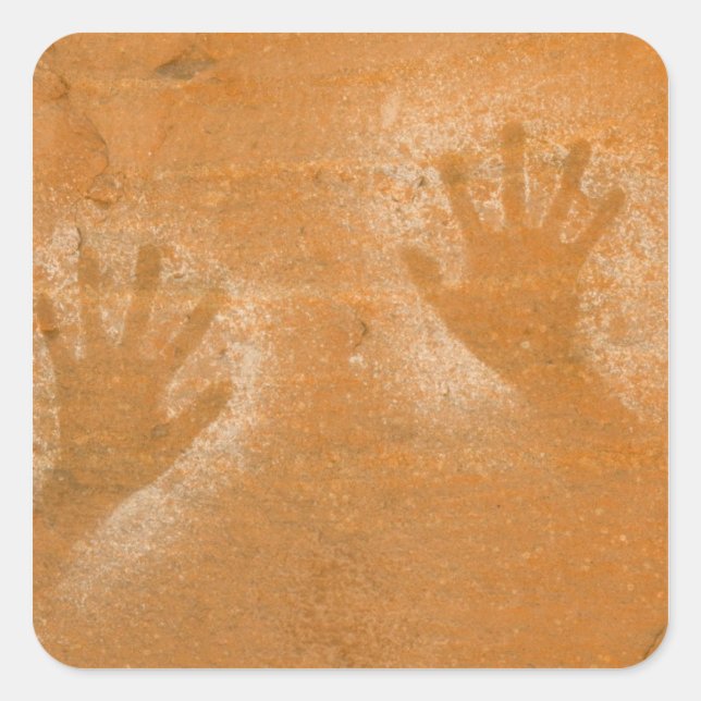 USA, Utah, Pictograph Hand-prints on sandstone, Square Sticker (Front)
