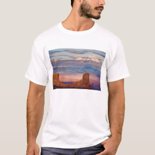 USA, Utah. Scenic of La Sal Mountains from Dead T-Shirt