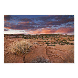 USA, Utah. Sunset on Poison Spider Mesa near Photo Print