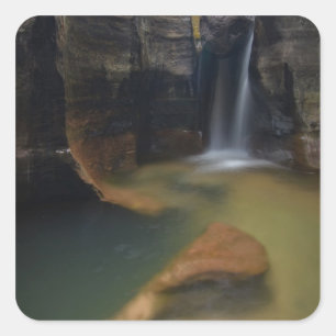 USA, Utah, Zion National Park. Keyhole Falls in Square Sticker